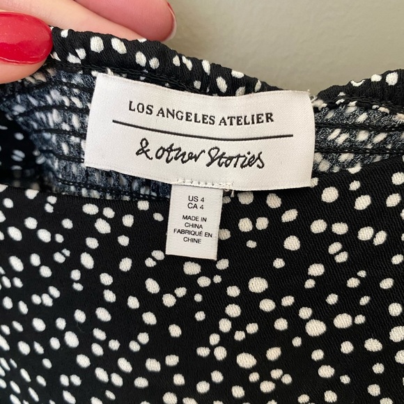 & OTHER STORIES Puff Sleeve Polka Dot Top Size 4 - Picture 8 of 11